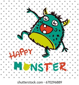 funny trouble maker monster. vector cartoon illustration