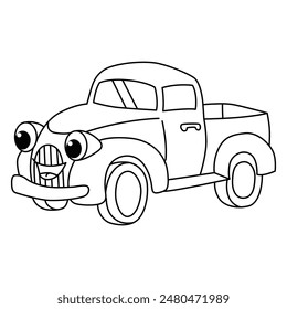 Funny truck cartoon for coloring book.