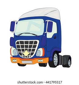 Funny truck color vector illustration isolated on a transparent background. Enough detailed drawing for children