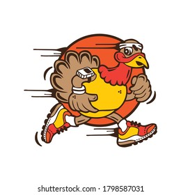 Funny turkey cartoon running for you design.