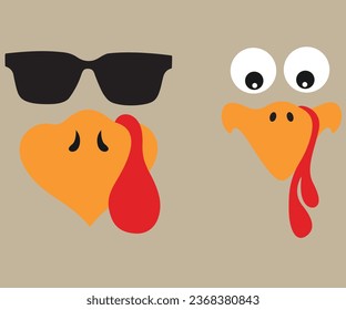Funny Turkey Face Svg, Thanksgiving Clipart svg