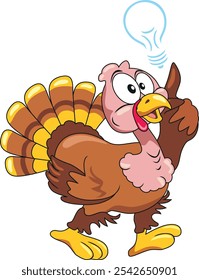 Funny turkey has an idea. Vector