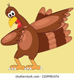 Funny Turkey ready for celebration vector cartoon. Dabbing turkey exercising party dance for the holiday's vector image