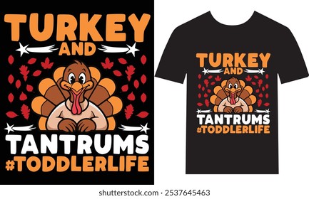 Camiseta divertida de la familia del Día de Acción de Gracias de los niños de Turquía y las rabietas: material sostenible de TPU, perfecto para la diversión de Festiva