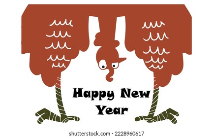 funny turkey vector for new year. Vector color symbol illustration with text