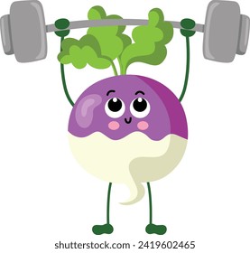 Funny turnip mascot making gym


