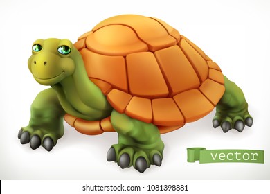 Funny turtle. 3d vector icon