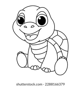 Funny turtle cartoon characters vector illustration. For kids coloring book.