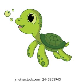 Funny turtle cartoon for coloring book.