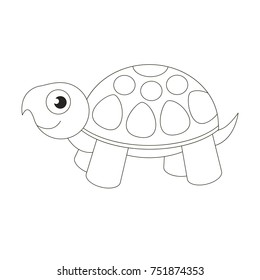 Funny Turtle Cartoon Colorless Outlined Illustration Stock Vector ...