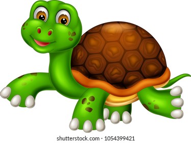 Funny Turtle Cartoon Walking Smile Stock Vector (Royalty Free ...