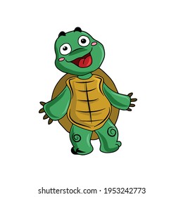 Funny turtle .Children's vector design on a white isolated background for banners and postcards.