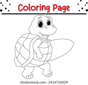 funny turtle coloring book page