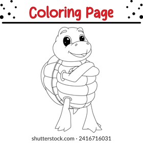 funny turtle coloring book page