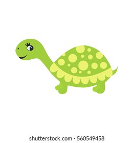 Funny turtle. Cute cartoon  animal.   Vector illustration isolated on white  background for children's  books, posters, clothes, alphabet  cards.