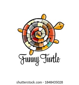 Funny Turtle logo, sketch for your design. Vector illustration