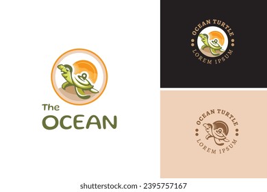 Funny turtle mascot logo design creative concept