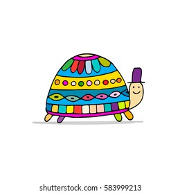 Funny turtle, sketch for your design. Vector illustration
