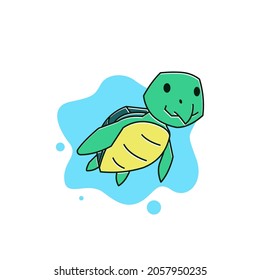 Funny Turtle Tortoise Swimming Diving Sea Underwater Exotic Reptile Cartoon