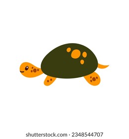 Funny turtle vector illustration. Hand drawn adorable tortoise. Childish art for t shirt print, greeting card, placard, poster, banner