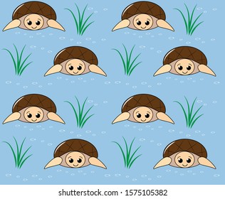 funny turtle in water pattern