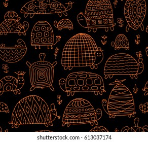Funny turtles collection, seamless pattern for your design