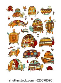 Funny turtles collection, sketch for your design