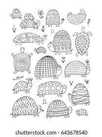 Funny turtles collection, sketch for your design