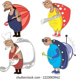 funny turtles in unusual images, illustration for children's books. a set