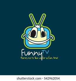 Funny TV Logo Design Template. Flat style