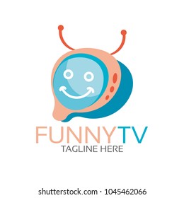 Funny TV Logo Icon Template Design. Vector Illustration