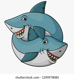 Funny Twin Sharks Cartoon