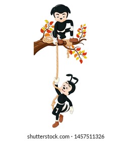Funny Two Black Ant Cartoon For Your Design