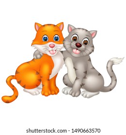 Funny Two Cats Cartoon For Your Design