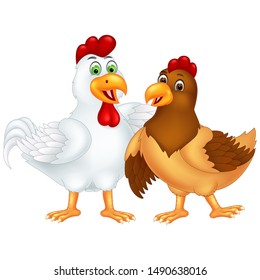 Funny Two Chickens Cartoon For Your Design
