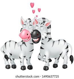 Funny Two Zebras Cartoon For Your Design
