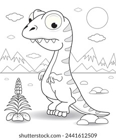 Funny two-legged dinosaur coloring book for children