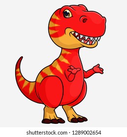 funny tyrannosaur cartoon isolated on white background-vector art