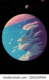 Funny UFO planet, comic vector illustration