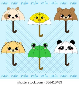Funny Umbrellas Children Stock Vector (Royalty Free) 586418483 ...
