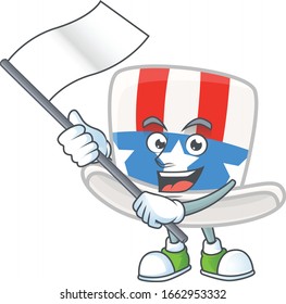 Un tío gracioso dice que diseño de caricaturas con una bandera