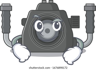 Funny underwater camera mascot character showing confident gesture