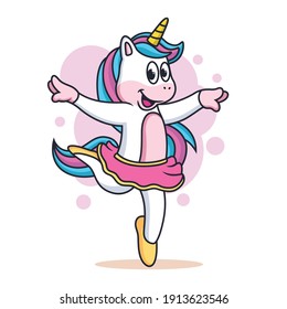 Funny Unicorn Cartoon are dancing with funny expression