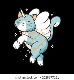 funny unicorn cat cartoon funny kitten xmas wo crewneck sweat design vector illustration for use in design and print wall art poster canvas