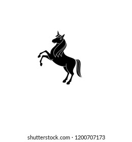 A funny unicorn character . Flat vector illustration