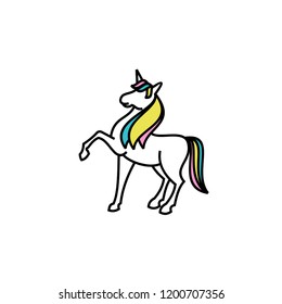 A funny unicorn character line vector illustration