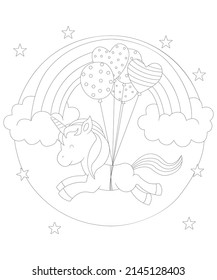 funny unicorn children coloring book  page 