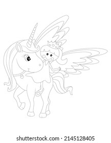 funny unicorn children coloring book  page 