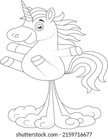 Funny Unicorn coloring page for kids