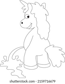 Funny Unicorn coloring page for kids